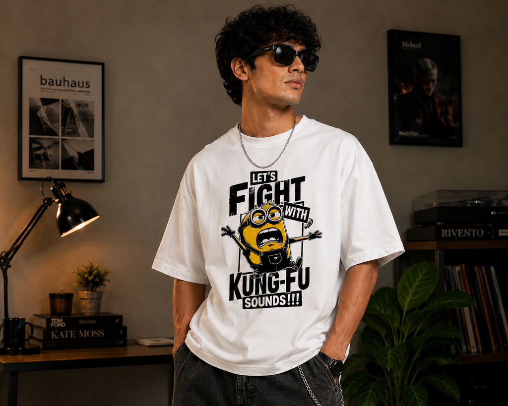 Kung-Fu Chaos Oversized Graphic T-Shirt for Men
