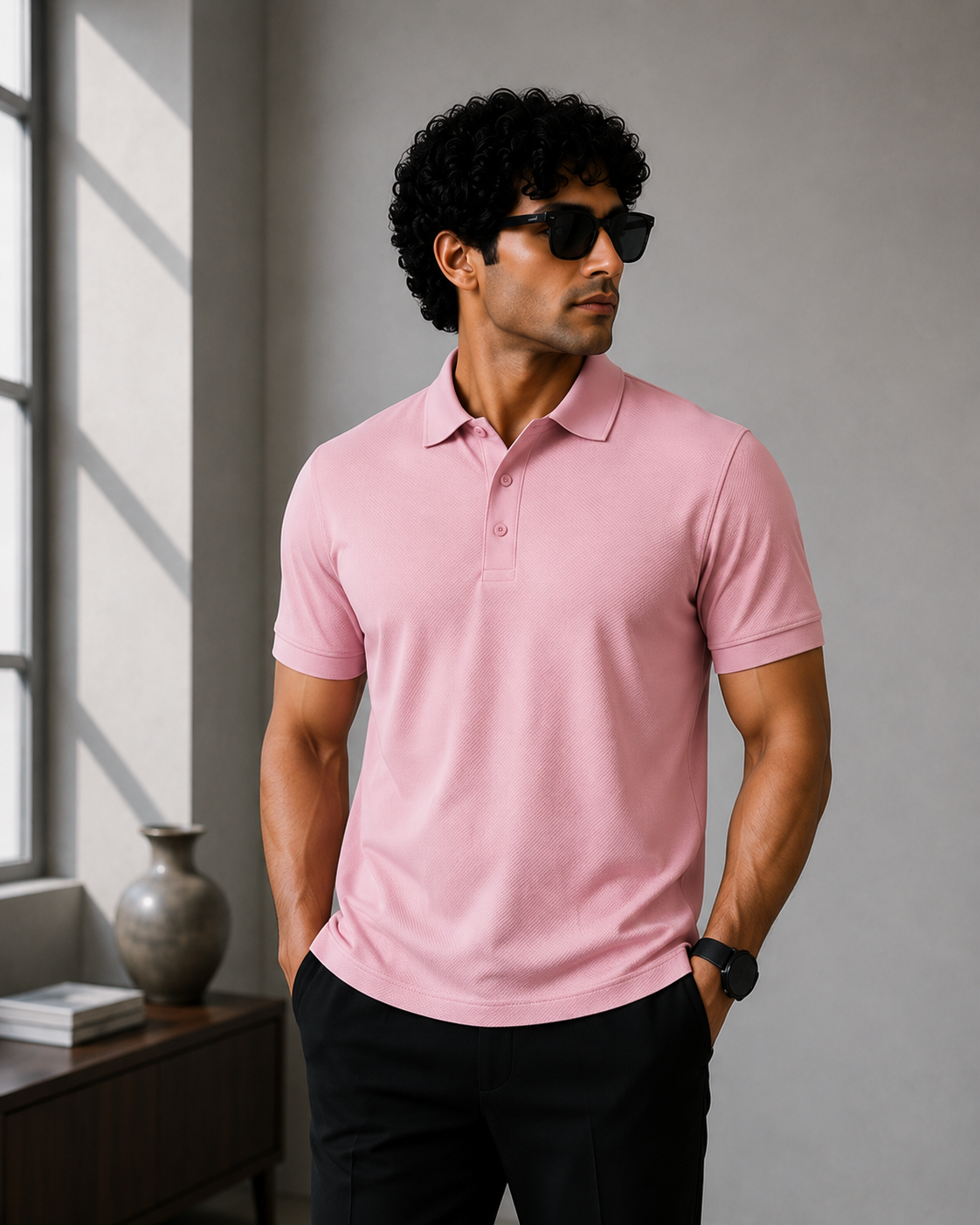 Signature Men Classic Fit Pink Polo T-Shirt