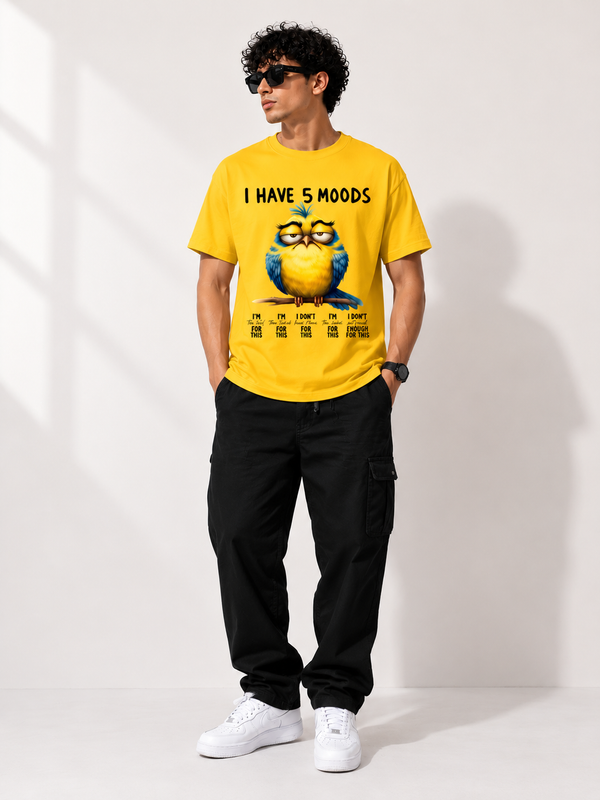 I Have 5 Moods Men Classic Fit Funny Owl Graphic T-Shirt