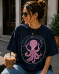 Women Cute Octopus Music Theme Oversized T-Shirt
