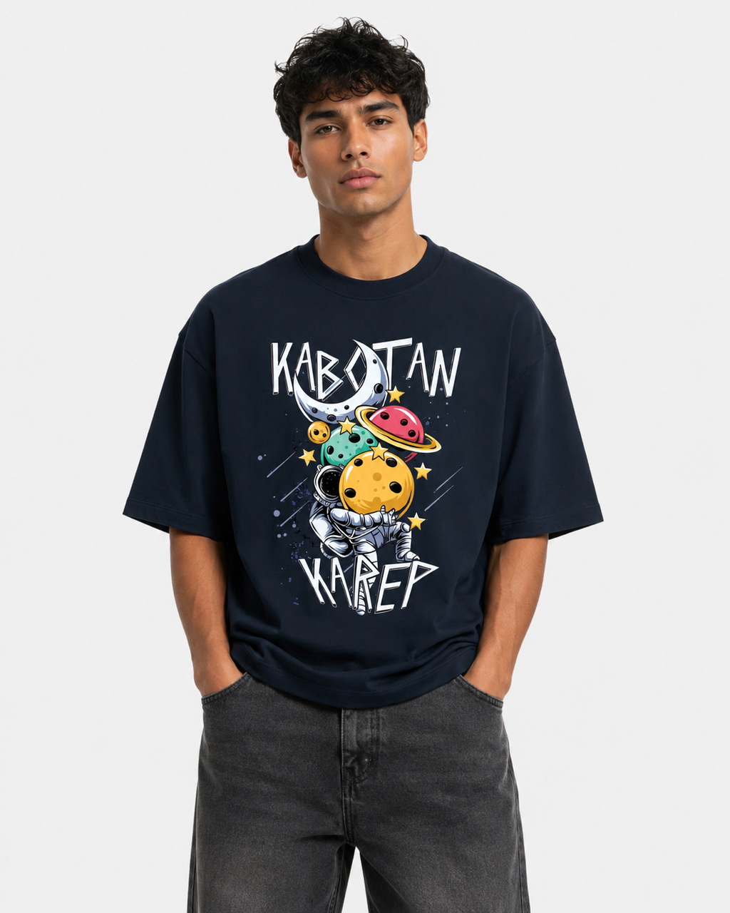 Cosmic Explorer Oversized Graphic T-Shirt for Men