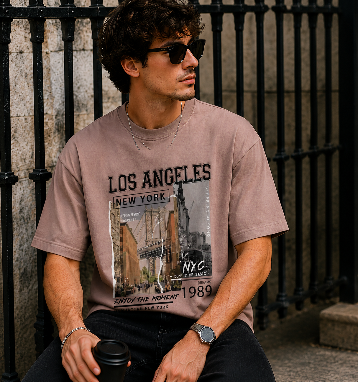 Urban Escape Oversized Graphic T-Shirt for Men