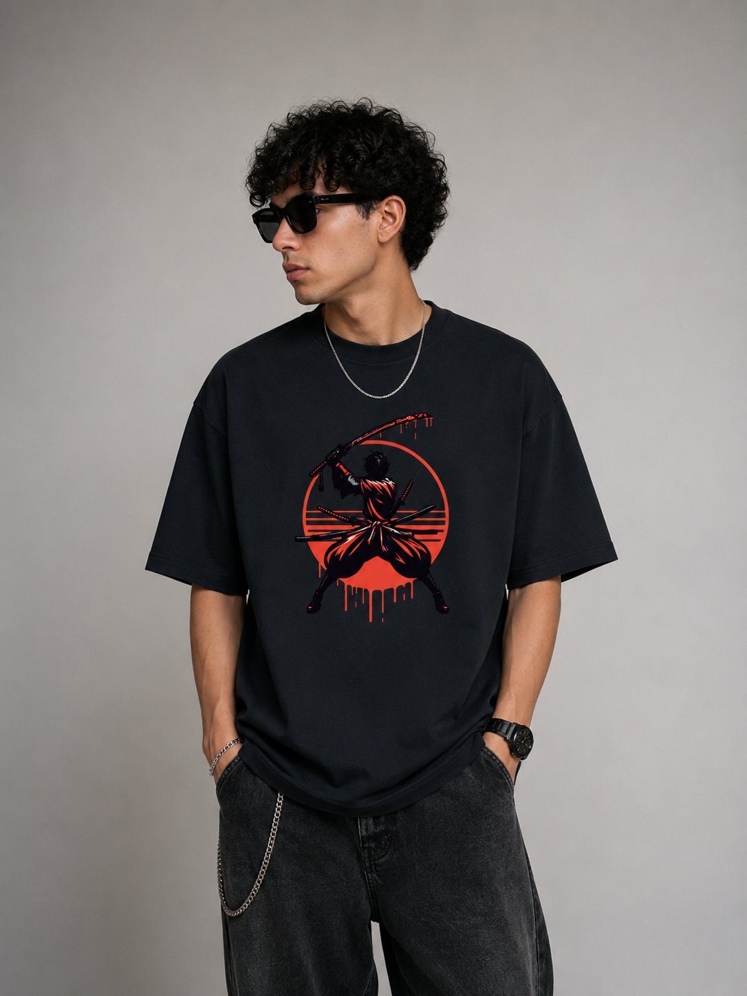 Shadow Ronin Oversized Graphic T-Shirt for Men