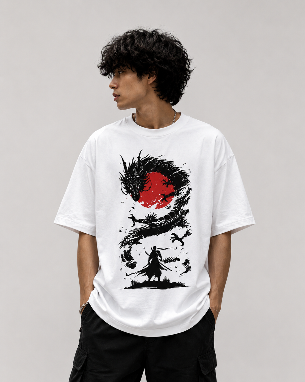 Dragon Warrior Oversized Graphic T-Shirt for Men