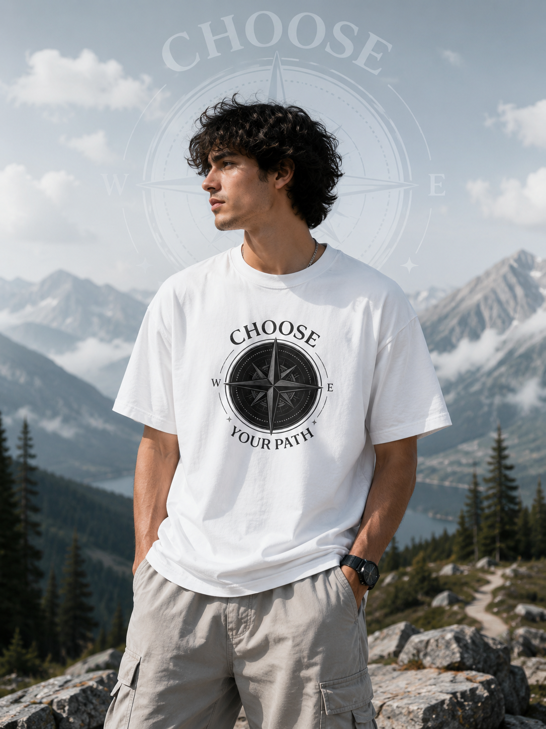Choose Your Path Oversized Graphic T-Shirt for Men
