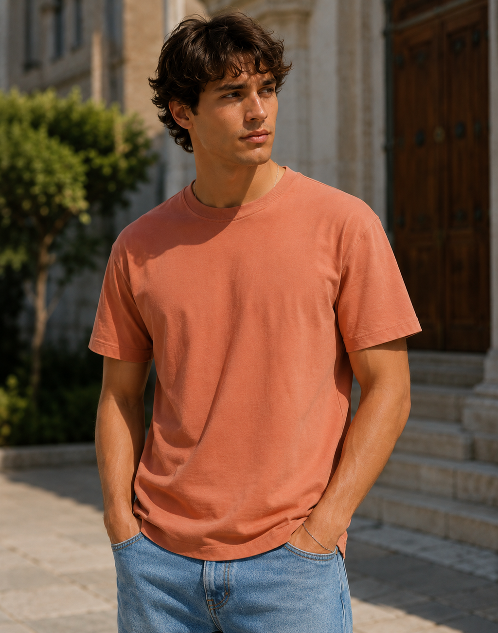Softcore Men's Premium Sunset Classic Fit Solid T-Shirt