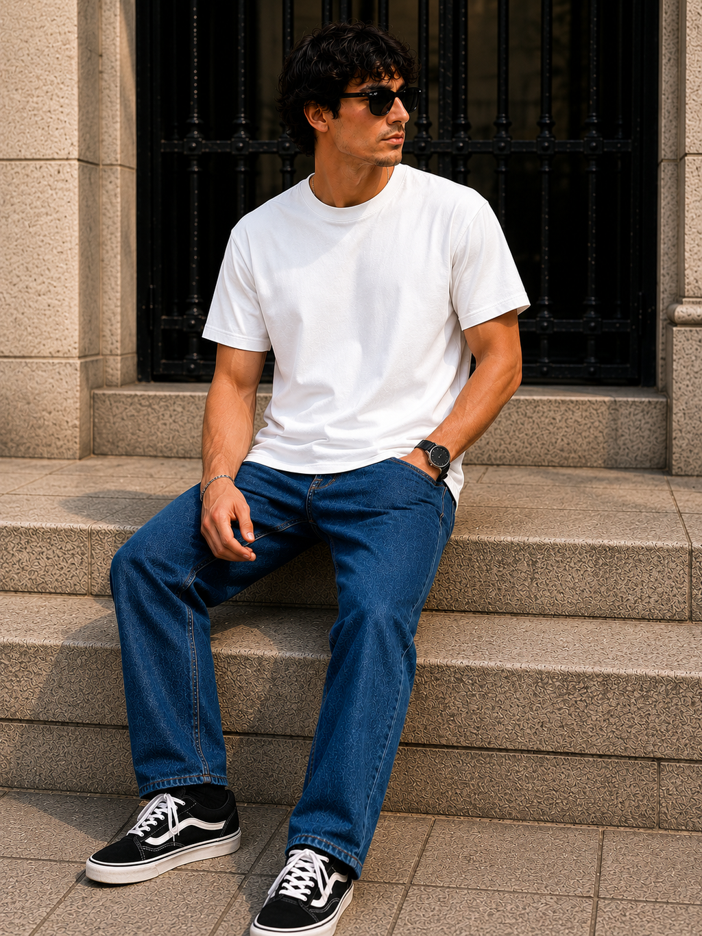 Men's Signature Classic White Classic Fit Cotton Solid T-Shirt