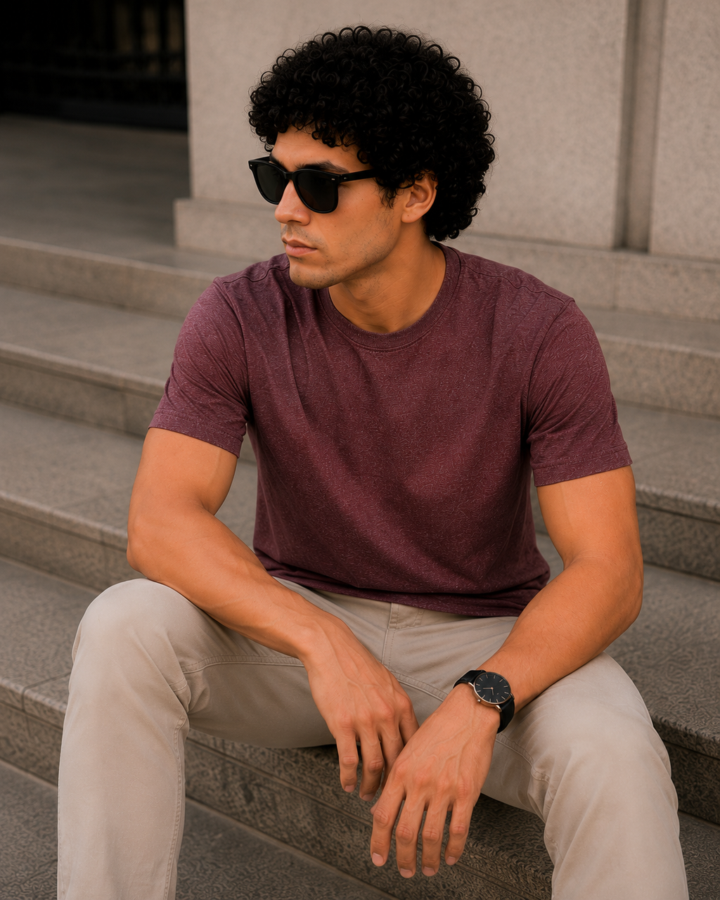 Softcore Men's Premium Cardinal Heather Classic Fit Solid T-Shirt