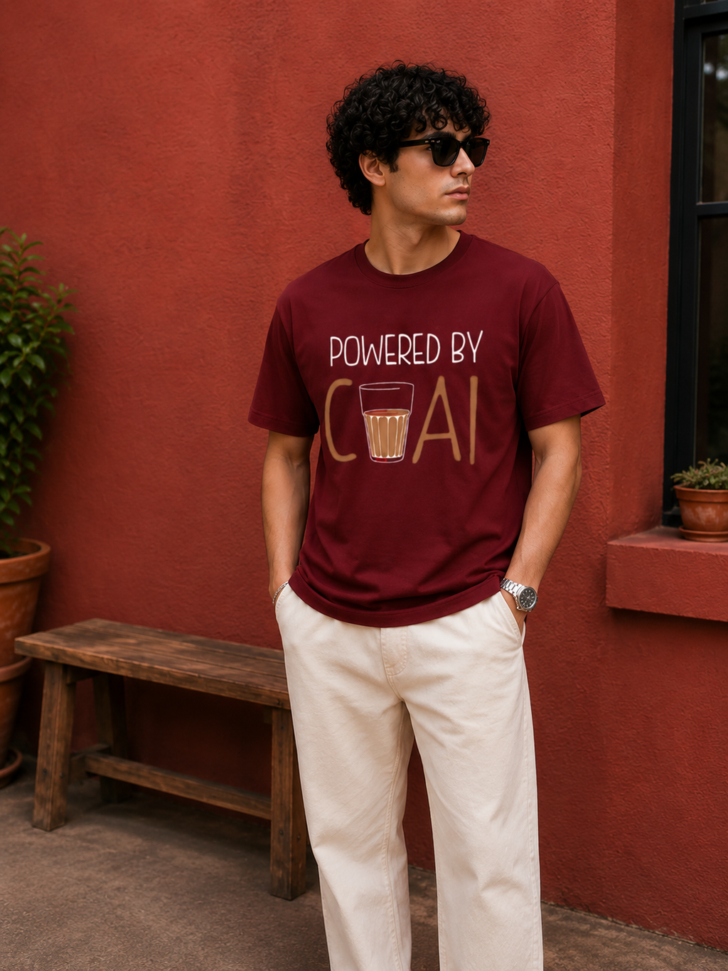 Chai Lover Typography Men Classic Fit T-Shirt