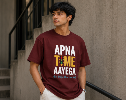 Apna Time Aayega Typography Men Classic Fit T-Shirt