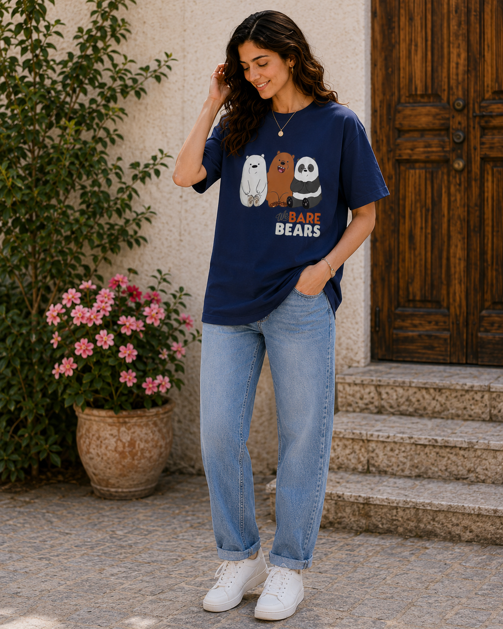 Women We Bare Bears Graphic Oversized T-Shirt