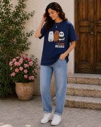 Women We Bare Bears Graphic Oversized T-Shirt