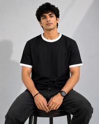 Minimal Black & White Men's Classic Fit Ringer T-Shirt