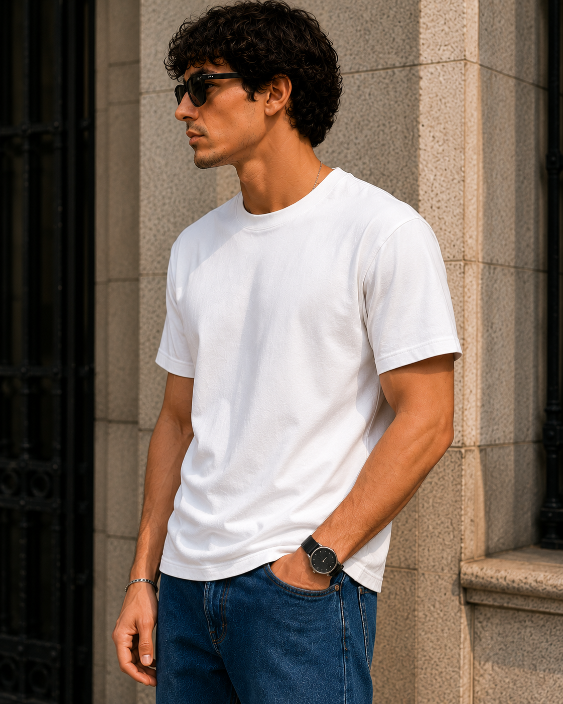 Men's Signature Classic White Classic Fit Cotton Solid T-Shirt