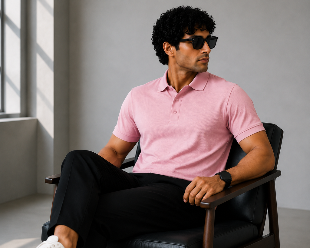 Signature Men Classic Fit Pink Polo T-Shirt