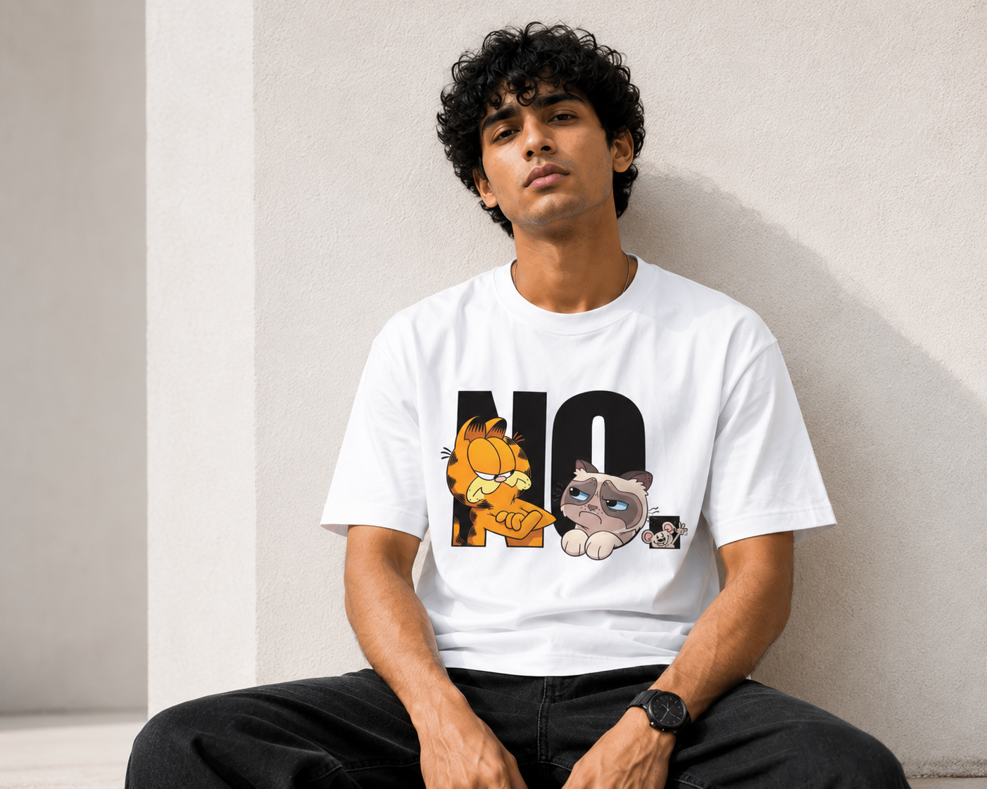 No Mood Men Classic Fit Funny Cartoon Graphic T-Shirt