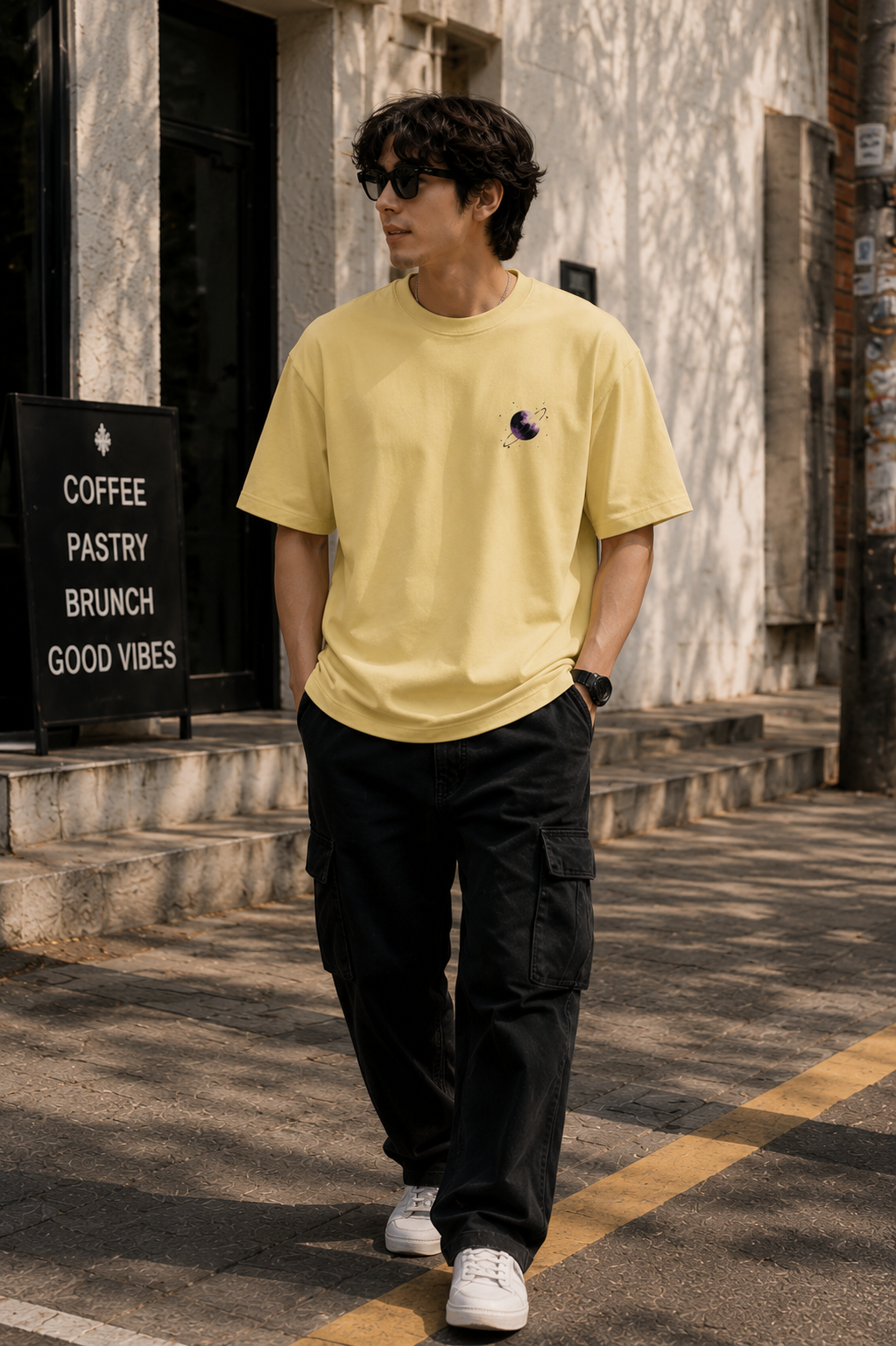 Cosmic Wanderer Oversized Graphic T-Shirt for Men