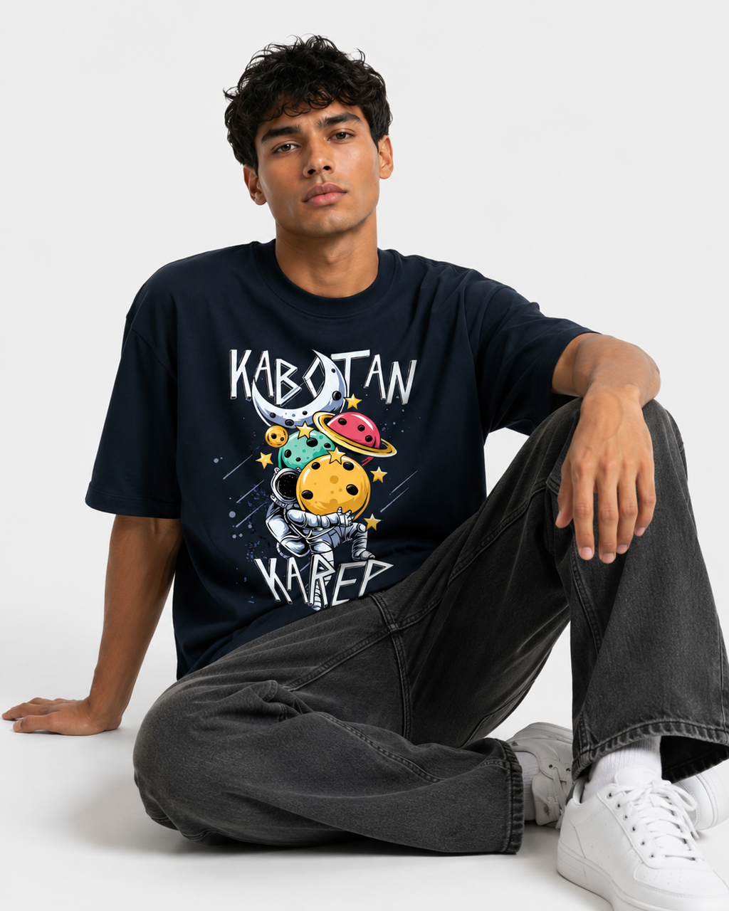 Cosmic Explorer Oversized Graphic T-Shirt for Men