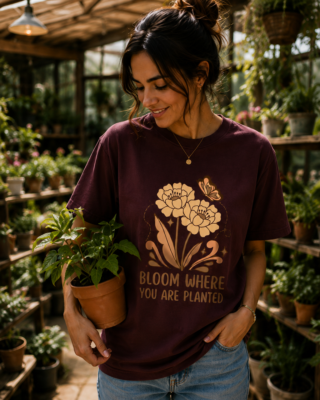 Women Bloom Where You Are Planted Graphic T-Shirt