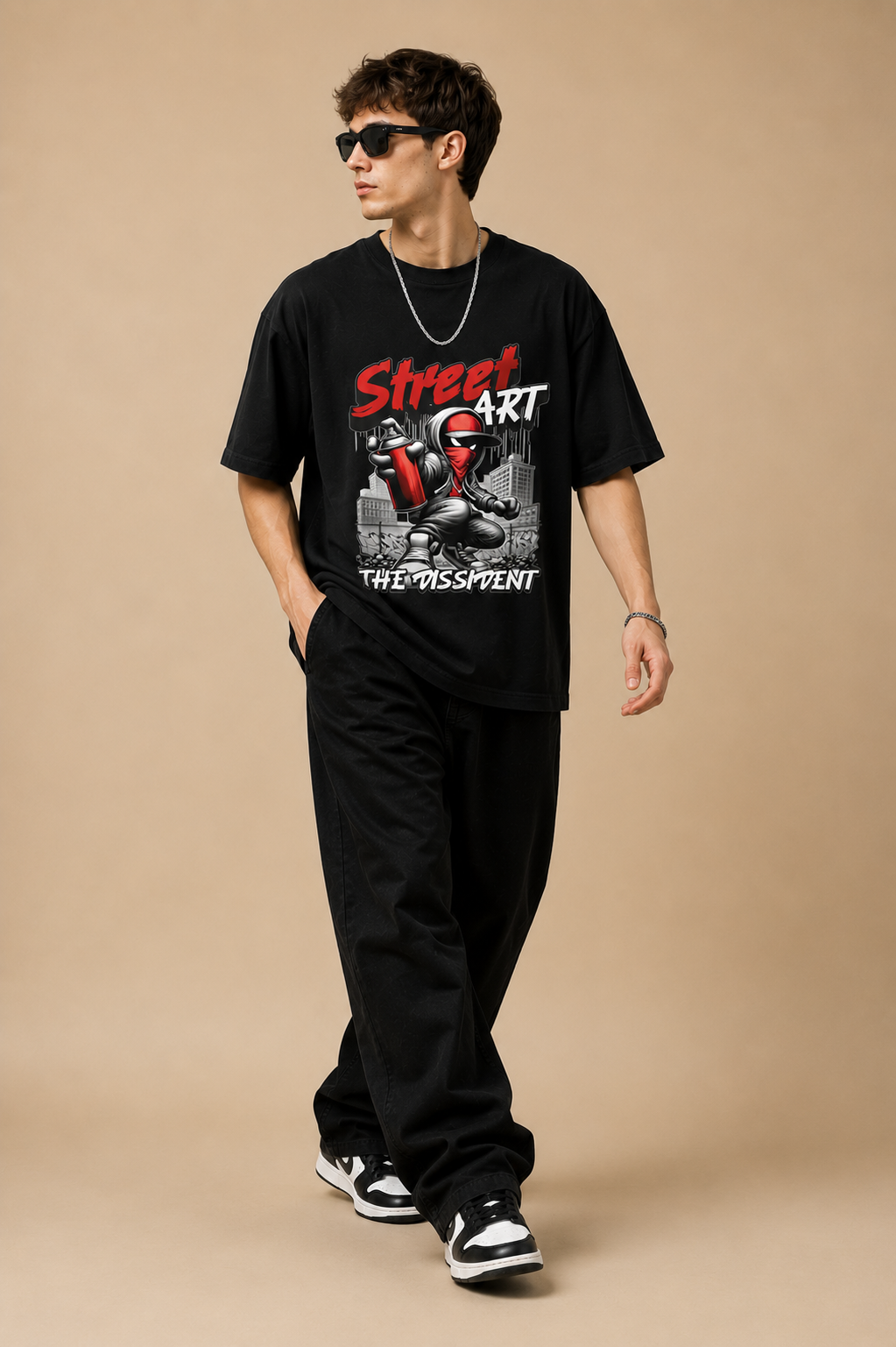 Street Art Graffiti Graphic Oversized T-Shirt for Men