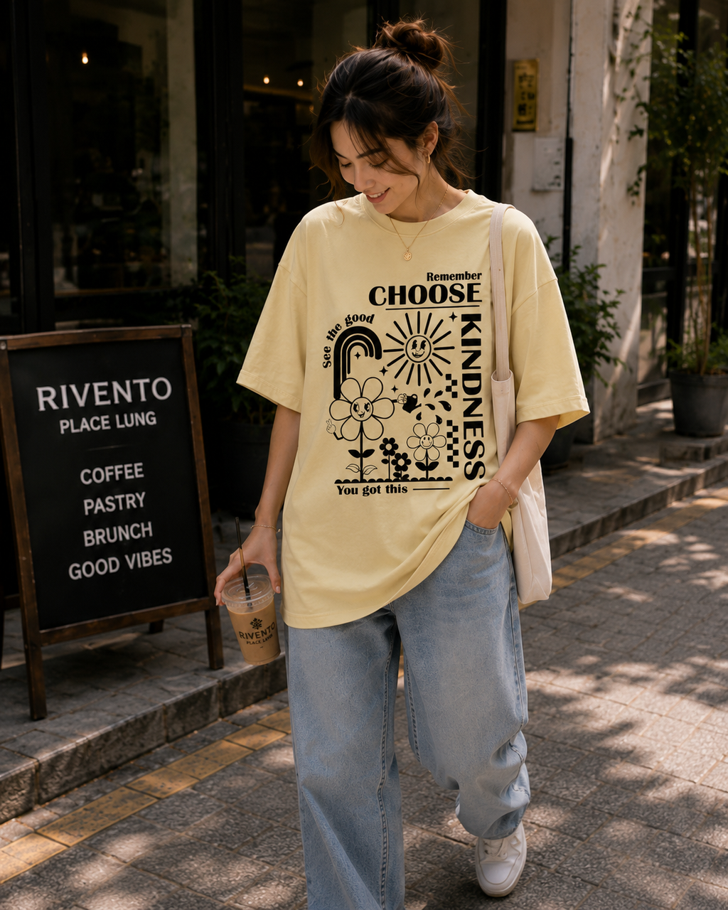 Women Choose Kindness Graphic Oversized T-Shirt