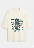 Skate Board  Oversized T-Shirt in Off White - Rivento Fashion oversized t-shirt for men