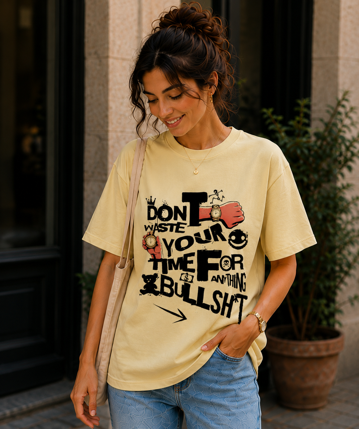Women No Time For Nonsense Oversized Graphic T-Shirt