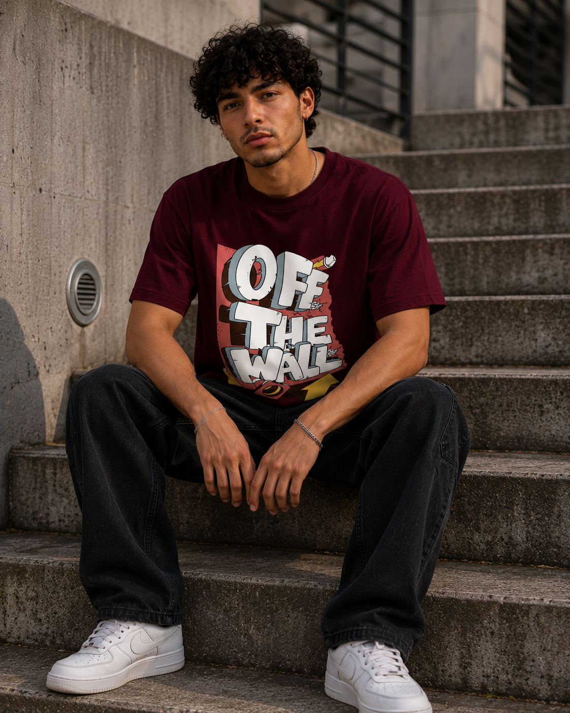 Off The Wall Men Classic Fit Streetwear Graphic T-Shirt
