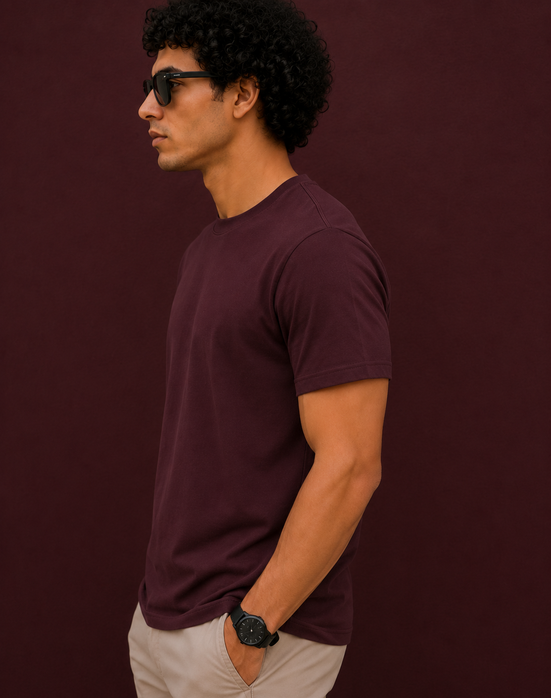 Softcore Men's Premium Maroon Classic Fit Solid T-Shirt