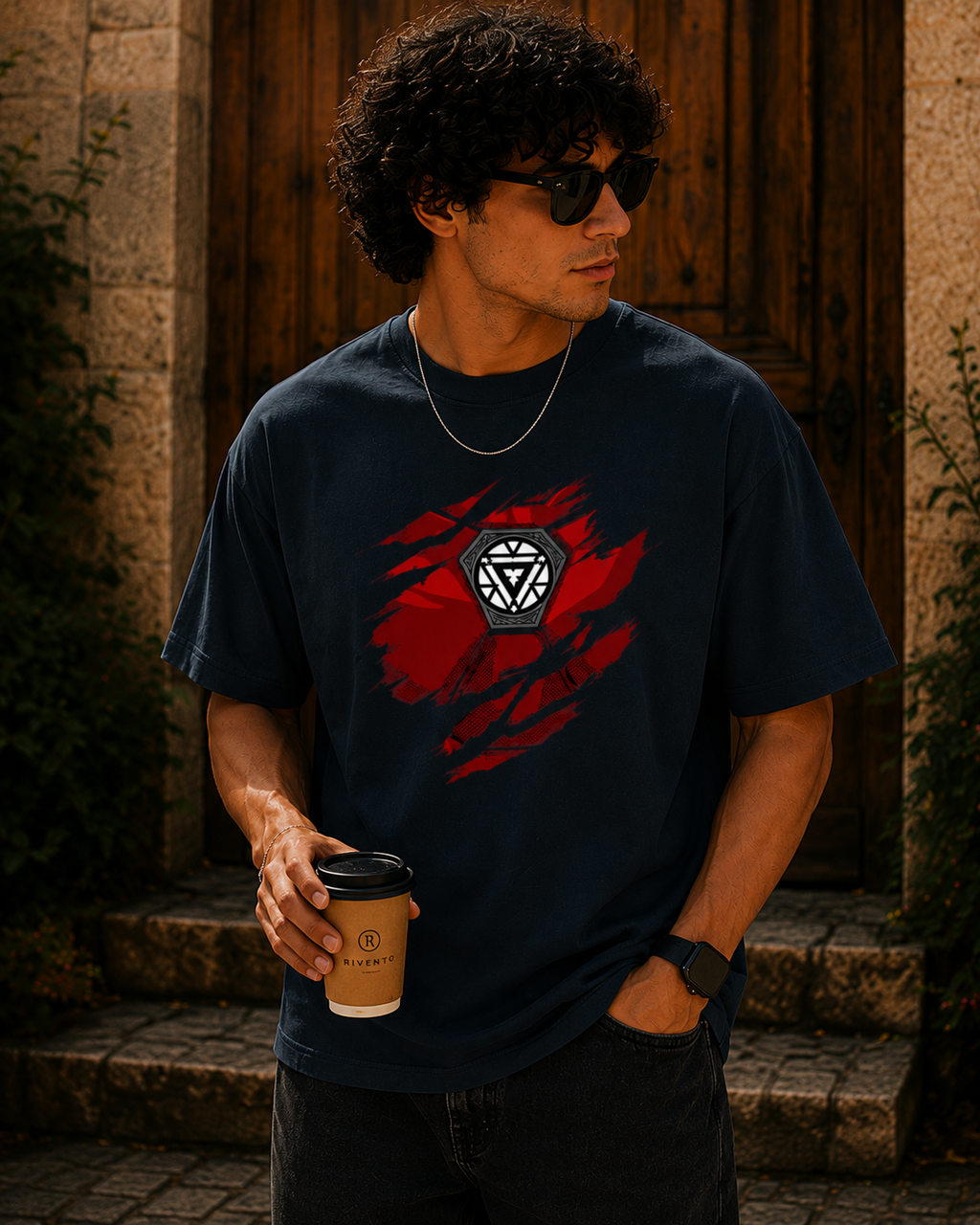 Power Core Oversized Graphic T-Shirt for Men