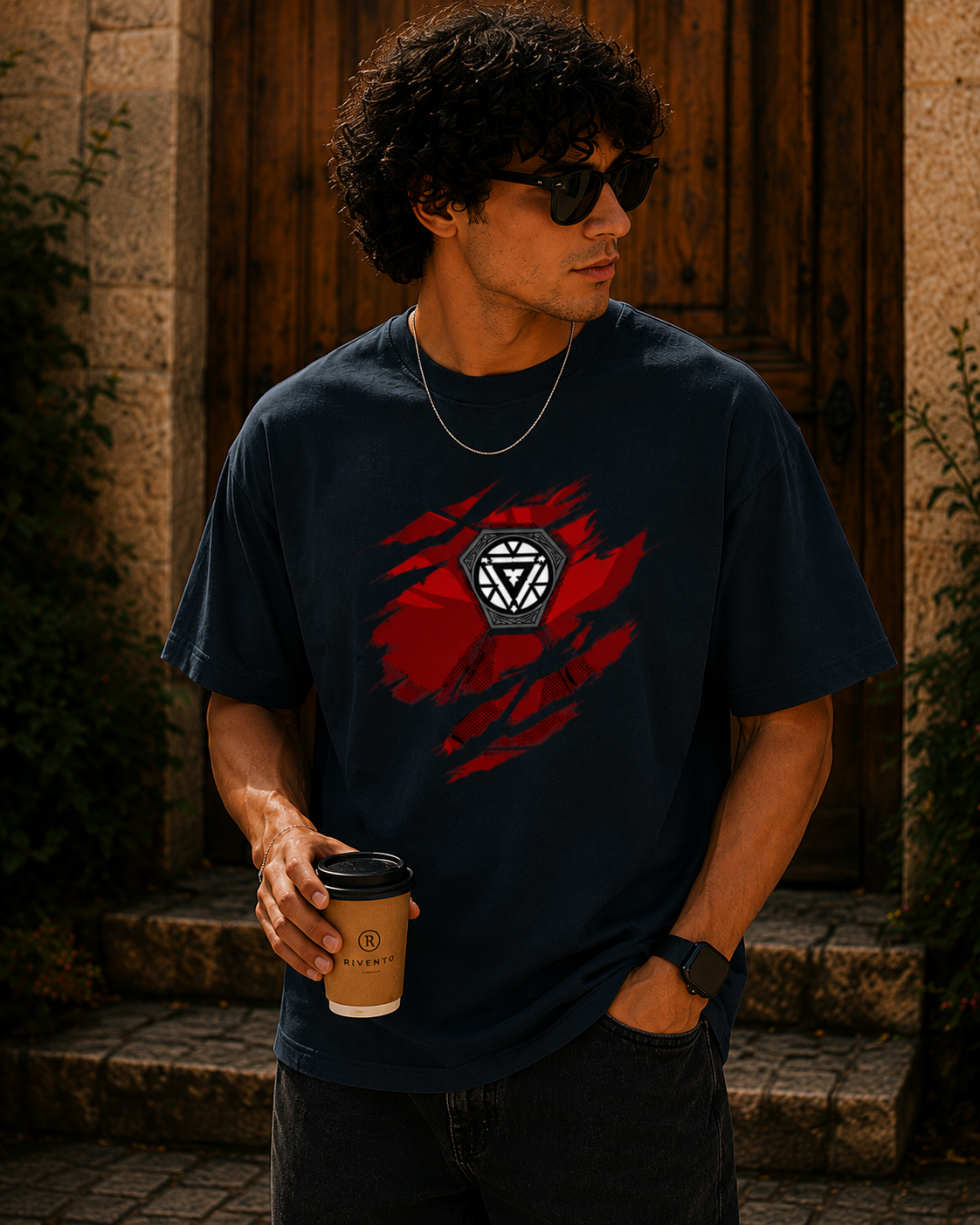 Power Core Oversized Graphic T-Shirt for Men