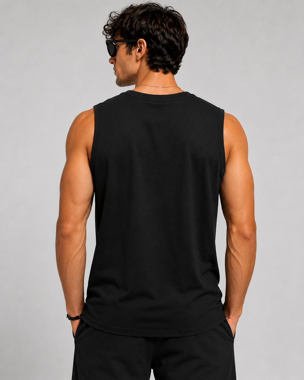 Shadow Warrior Black Graphic Printed Tank Top for Men