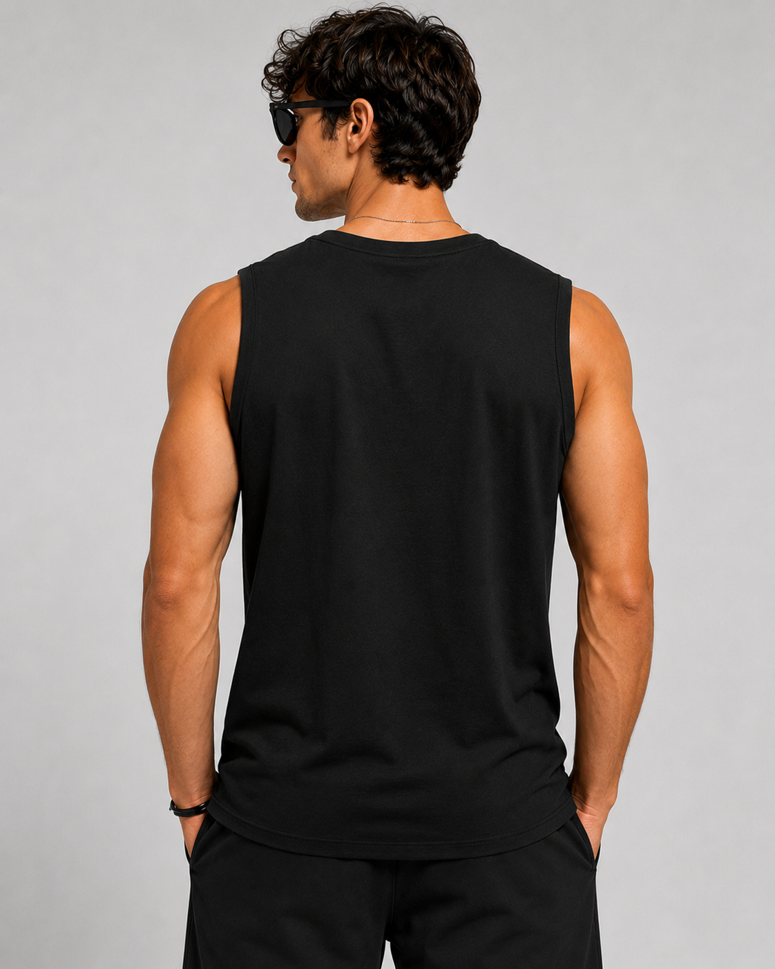 Shadow Warrior Black Graphic Printed Tank Top for Men