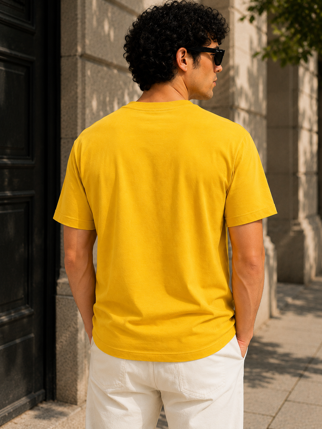 Men's Signature Classic Yellow Classic Fit Cotton Solid T-Shirt