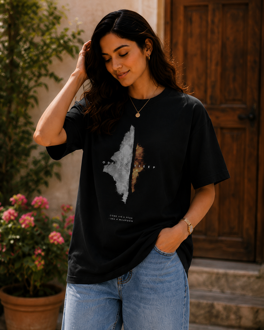 Women Ode to Sleep Minimalist Graphic Oversized T-Shirt