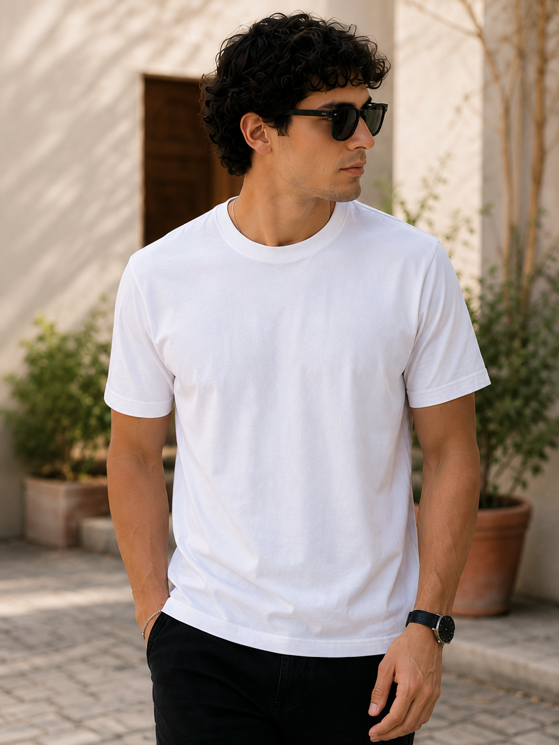 Men's Premium White Supima Cotton Classic Fit Solid T-Shirt