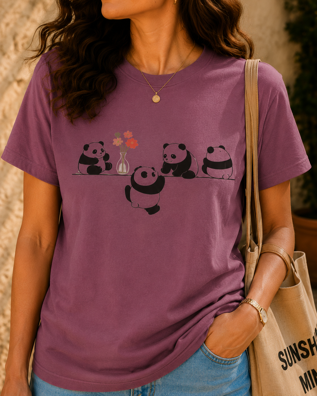 Women Playful Panda Graphic Tee