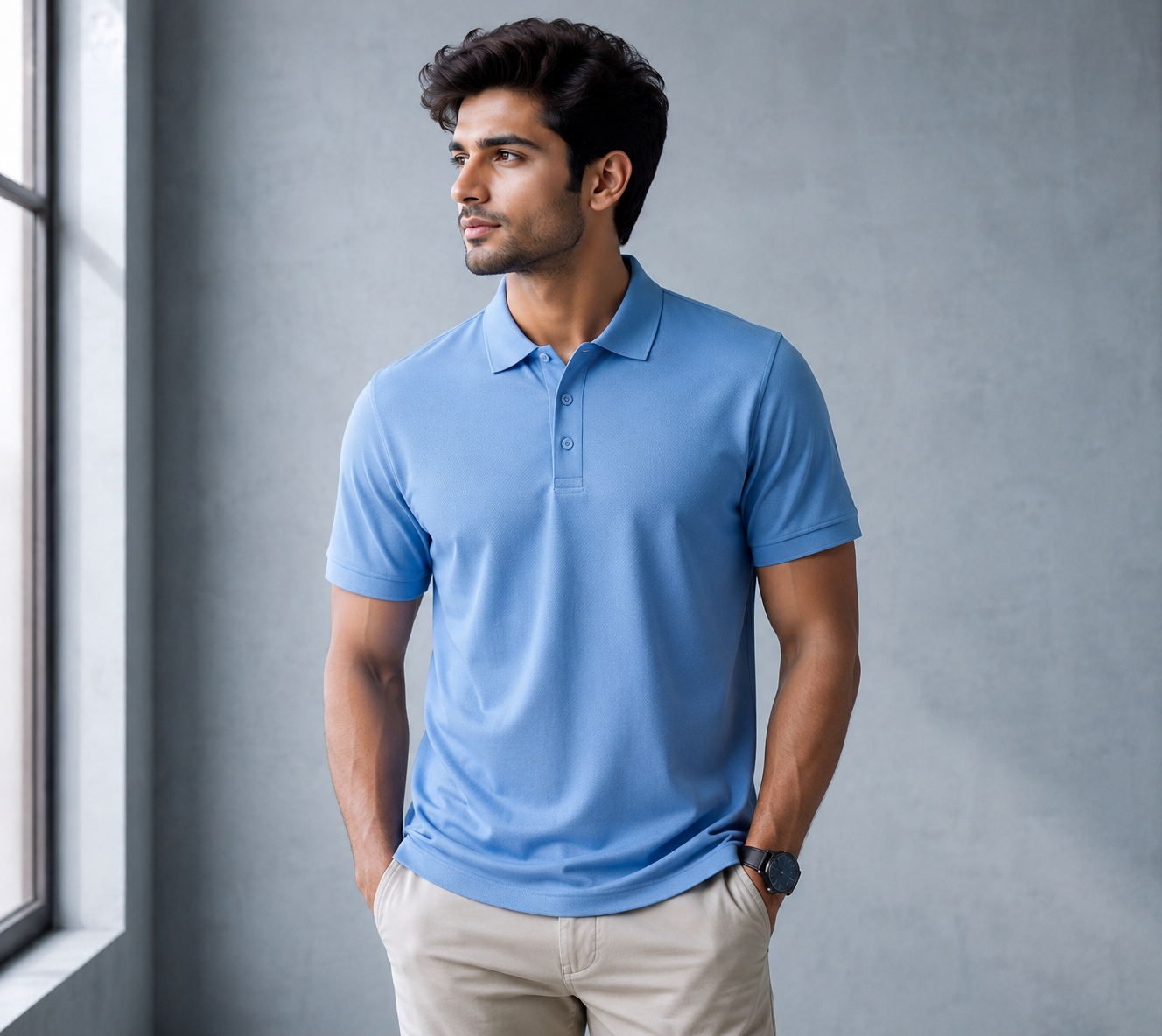 Signature Men Classic Fit Ocean Blue Polo T-Shirt