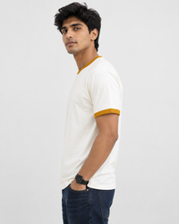 Plain White & Yellow Men's Classic Fit Ringer T-Shirt