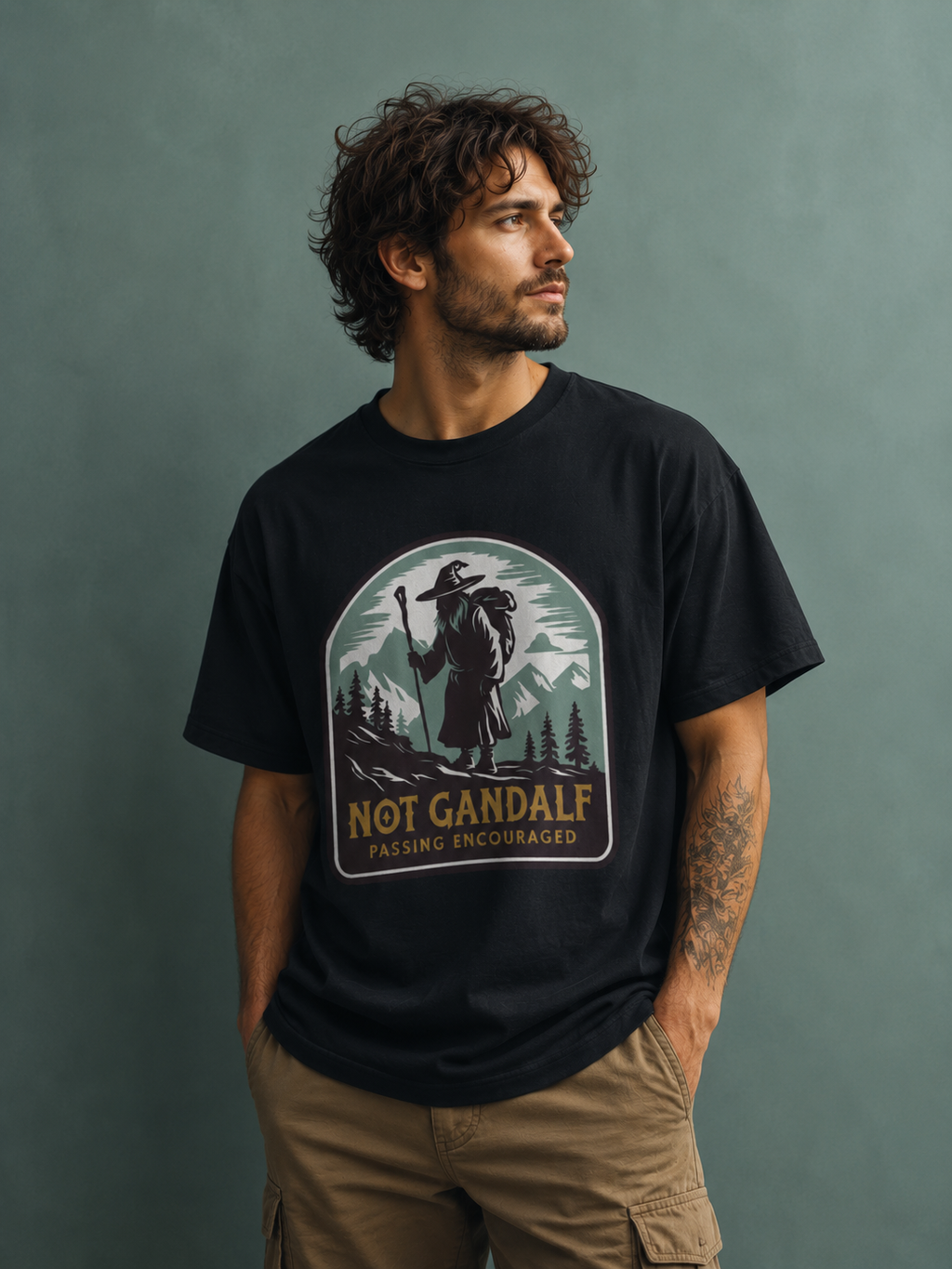 Not Gandalf Passing Encouraged Graphic Classic Fit T-Shirt for Men