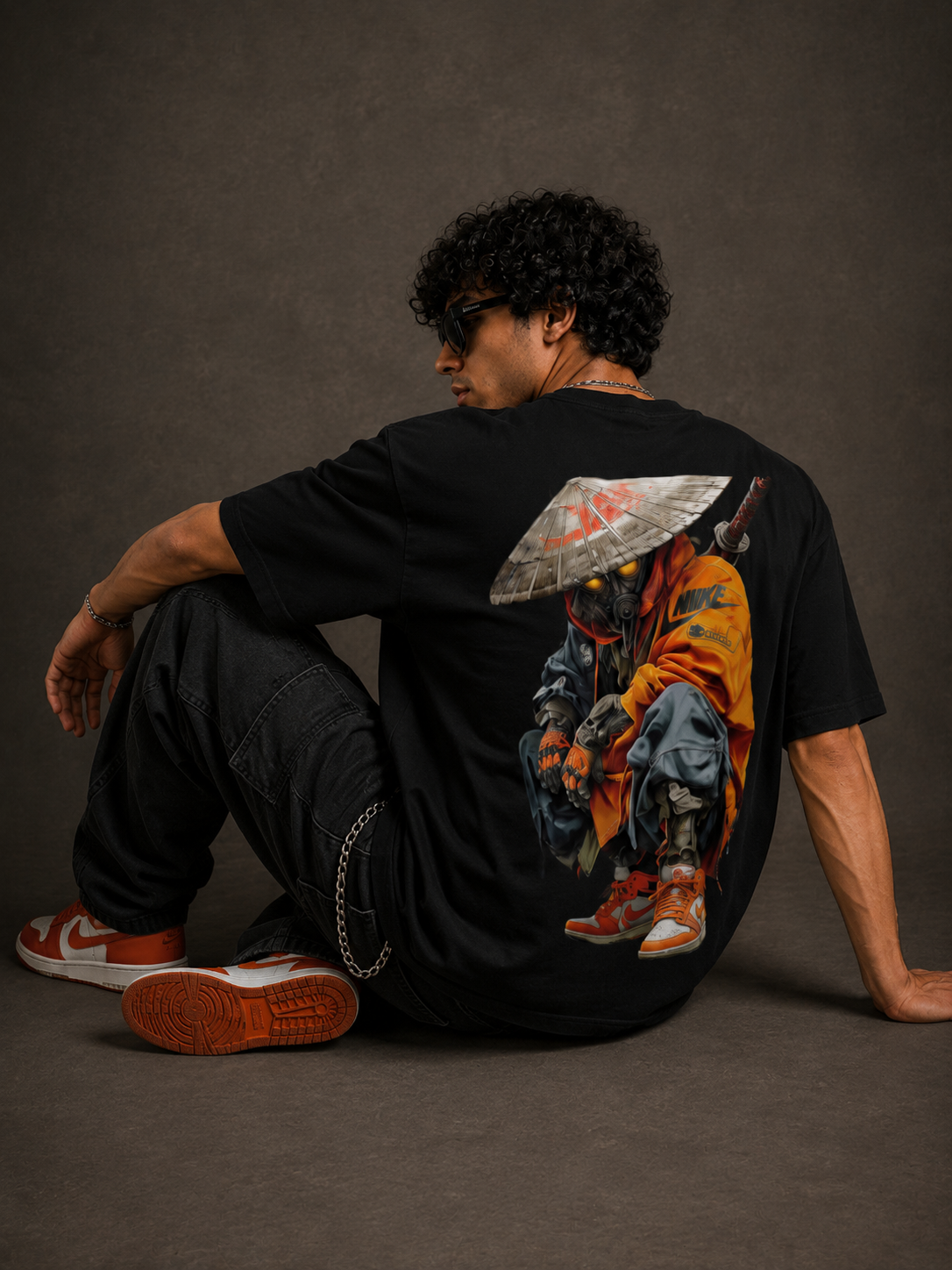 Cyber Ronin Back Print Streetwear Oversized T-Shirt for Men