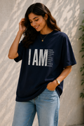 Women I Am Strong & Fearless Oversized Graphic T-Shirt