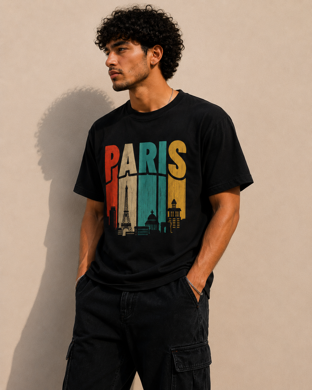 Paris Skyline Men Classic Fit Graphic T-Shirt