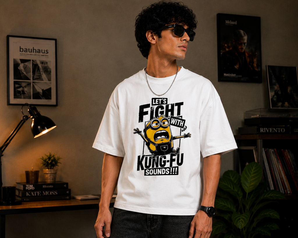 Kung-Fu Chaos Oversized Graphic T-Shirt for Men