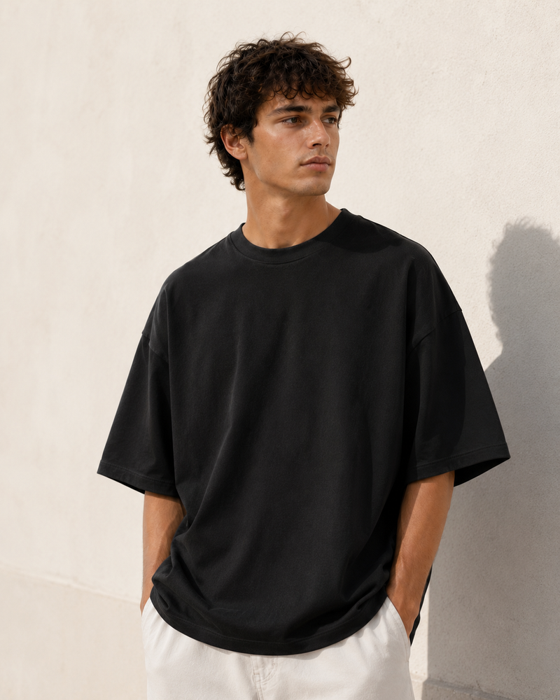 Men's Black Oversized Drop Shoulder T-Shirt