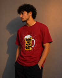 Sun Set Mein Set Men Classic Fit Funny Beer Graphic T-Shirt