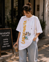 Women Cannauta Cartoon Oversized T-Shirt