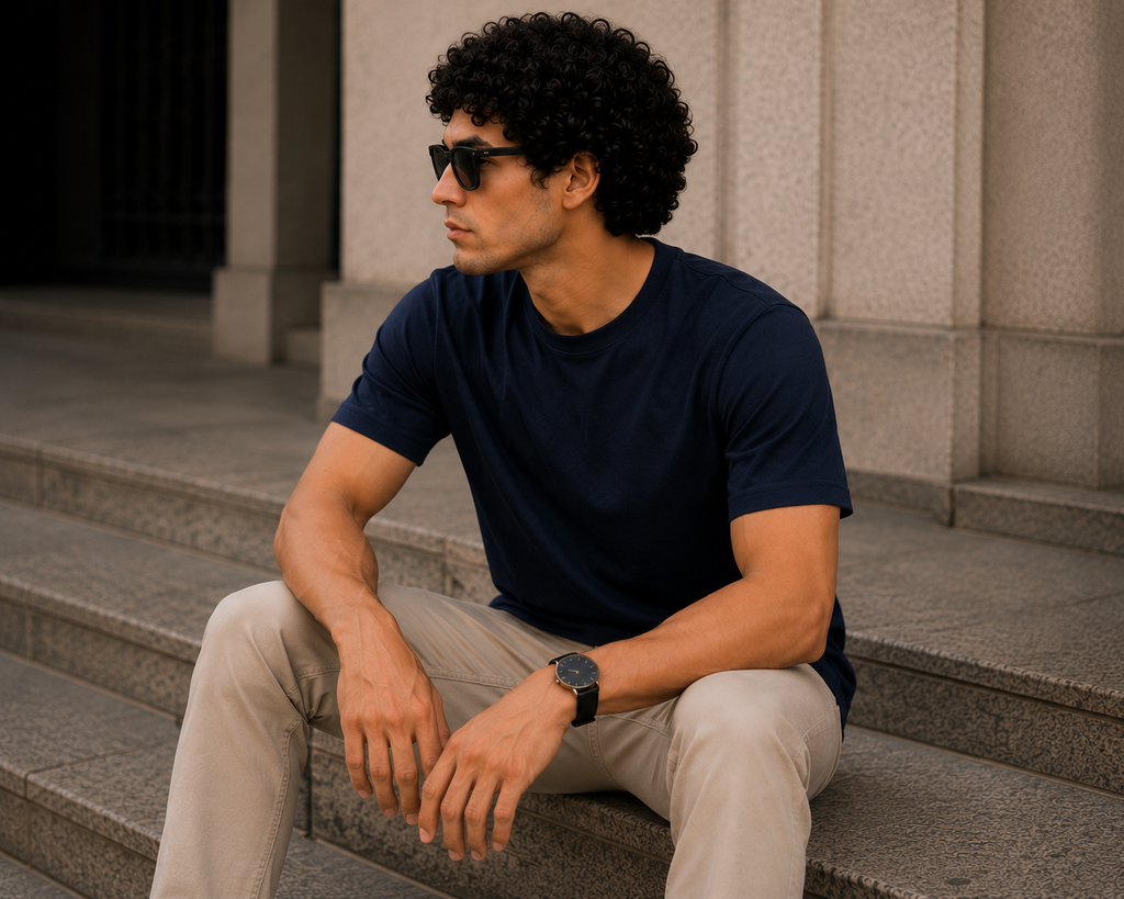 Softcore Men's Premium Navy Blue Classic Fit Solid T-Shirt