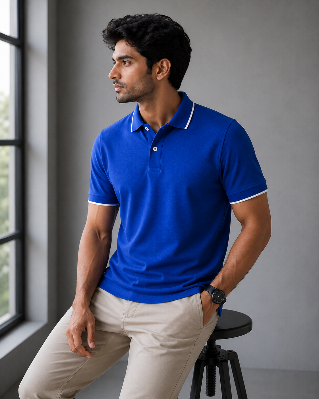 Elite Men Classic Fit Royal Blue Polo T-Shirt