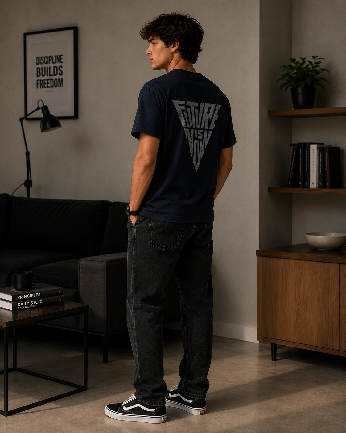 Future Is Now Back Print Classic Fit T-Shirt for Men